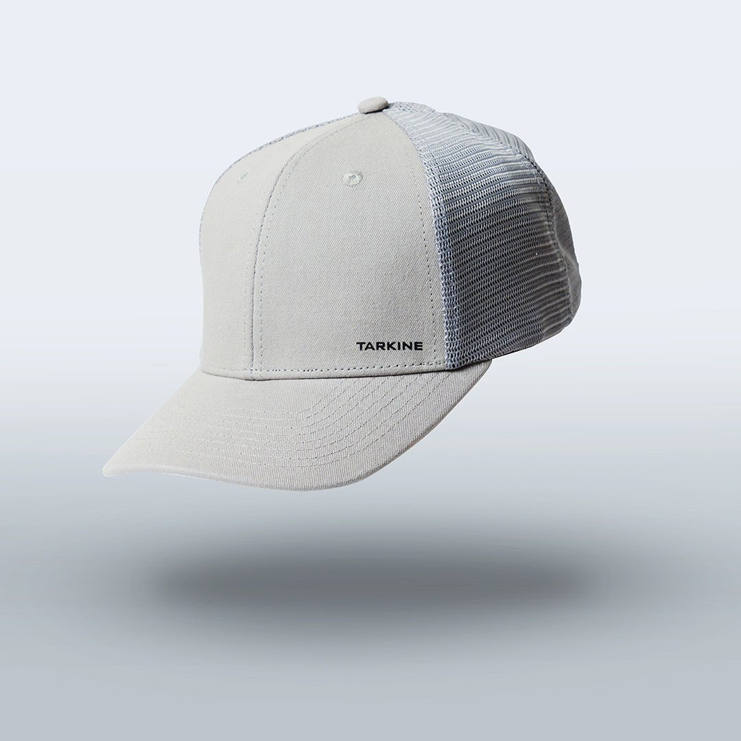 Women's Grey Tarkine Trucker Hat - Premium caps from TARKINE SPORT - Just $45! Shop now at TARKINE RUNNING