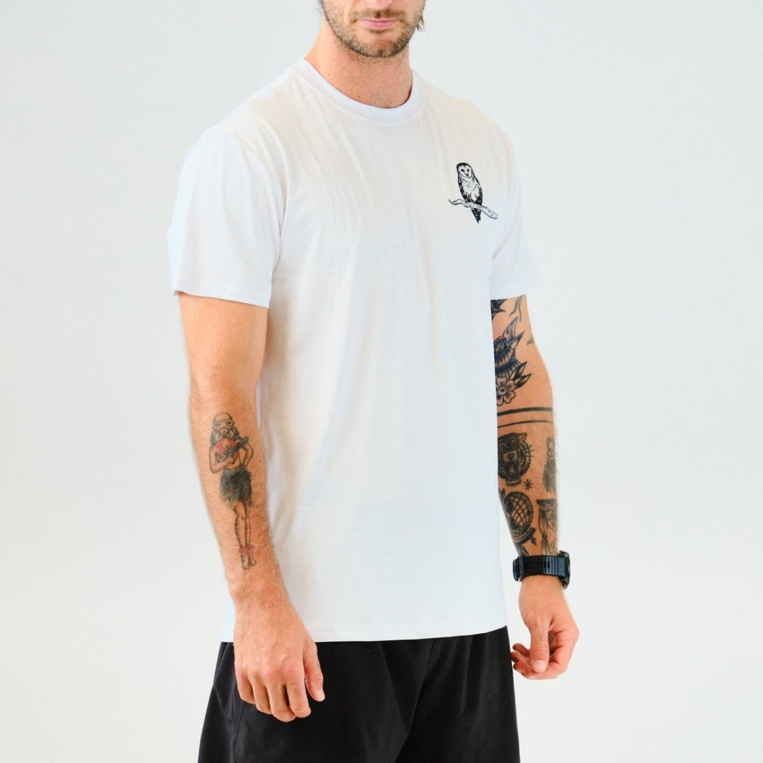 Tarkine Ultra-Eco Run Tee (Masked Owl White/Thin) - Premium  from TARKINE SPORT - Just $70! Shop now at TARKINE ATHLETICS