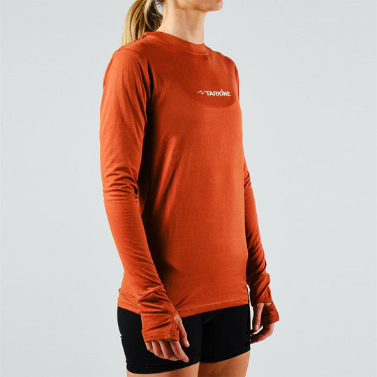 Women's Tarkine Long Sleeve Ultra-Eco Run Tee (Orange/Standard Thickness) - Premium  from TARKINE SPORT - Just $90! Shop now at TARKINE ATHLETICS